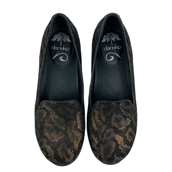 Dansko Olivia Bronze Snakeskin Print Loafer Size 37 - Picture 5 of 9